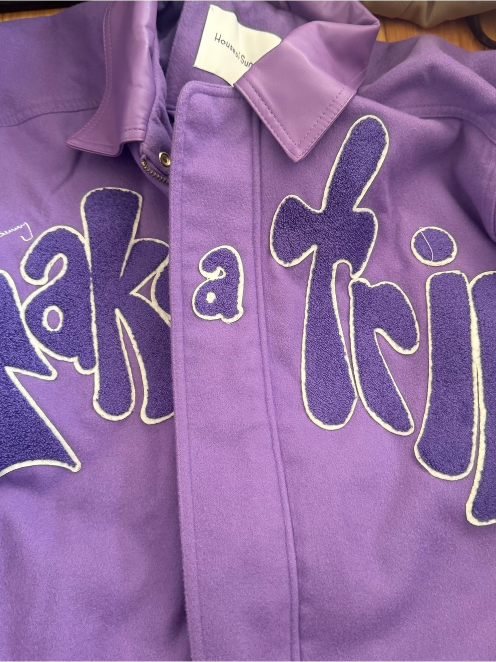 Purple Varsity Jacket with Script Logo - Picture 2 of 5